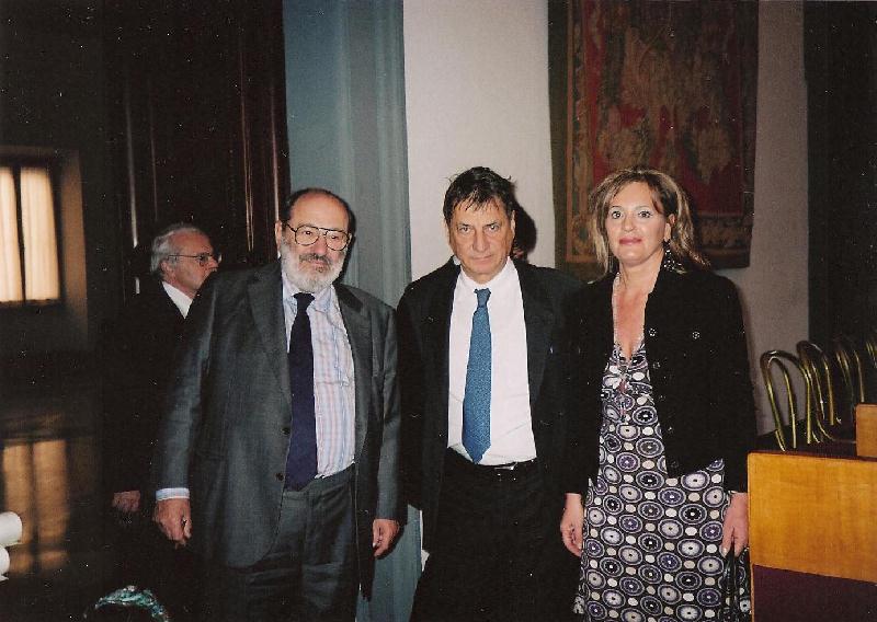 Doriana Onorati con Umberto Eco e Claudio Magris
